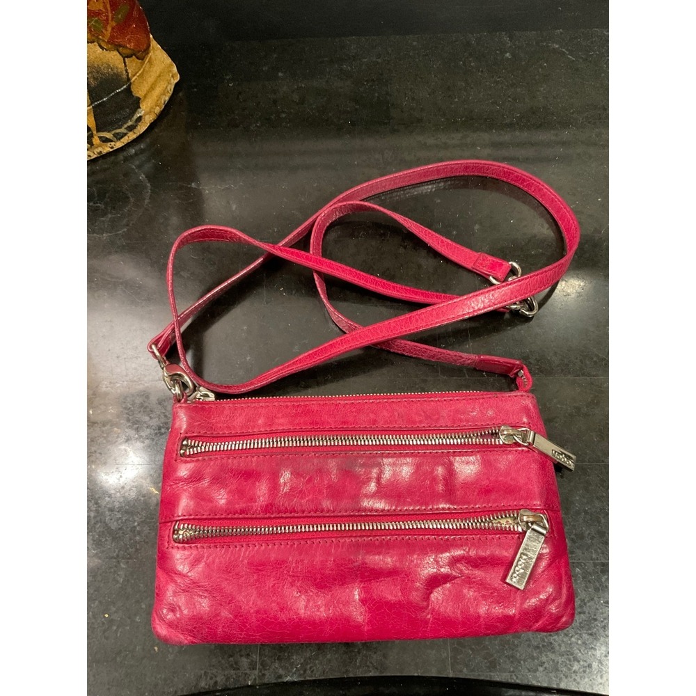Hobo International Pink Leather Crossbody Bag Double Zip 2121100014 Pocket Purse